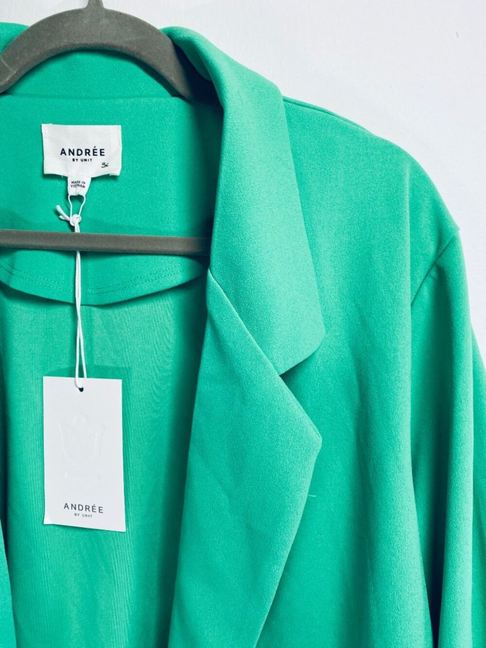 Andree By Unit Womens 3X Green Stretchy Blazer Jacket W/ Roll-Up Sleeves & Pocke - Picture 2 of 9